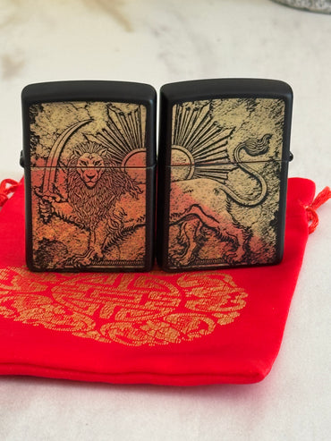Golden Lion & Sun Zippo | فندک زیپو شیر و خورشید گلد