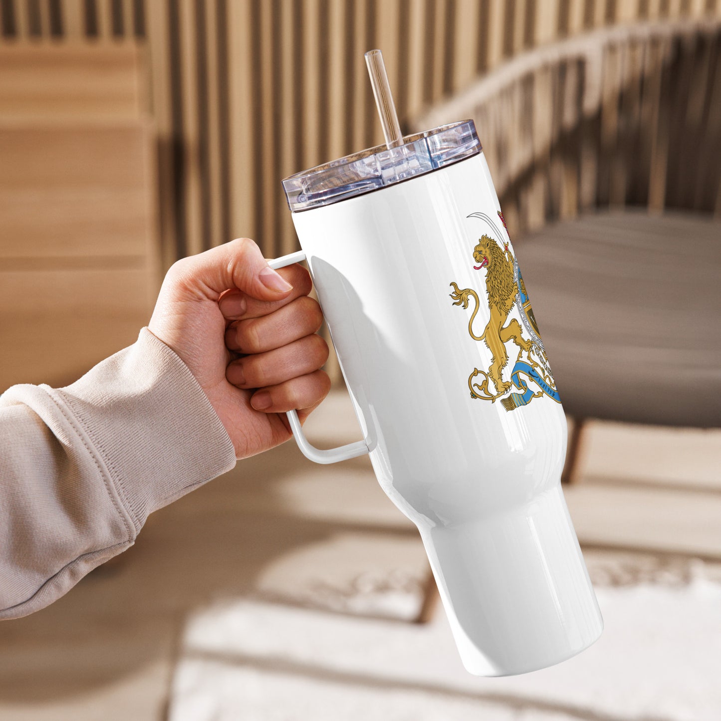 Shahanshahi Travel Mug with Handle ماگ مسافرتی شاهنشاهی | SHAH Maison