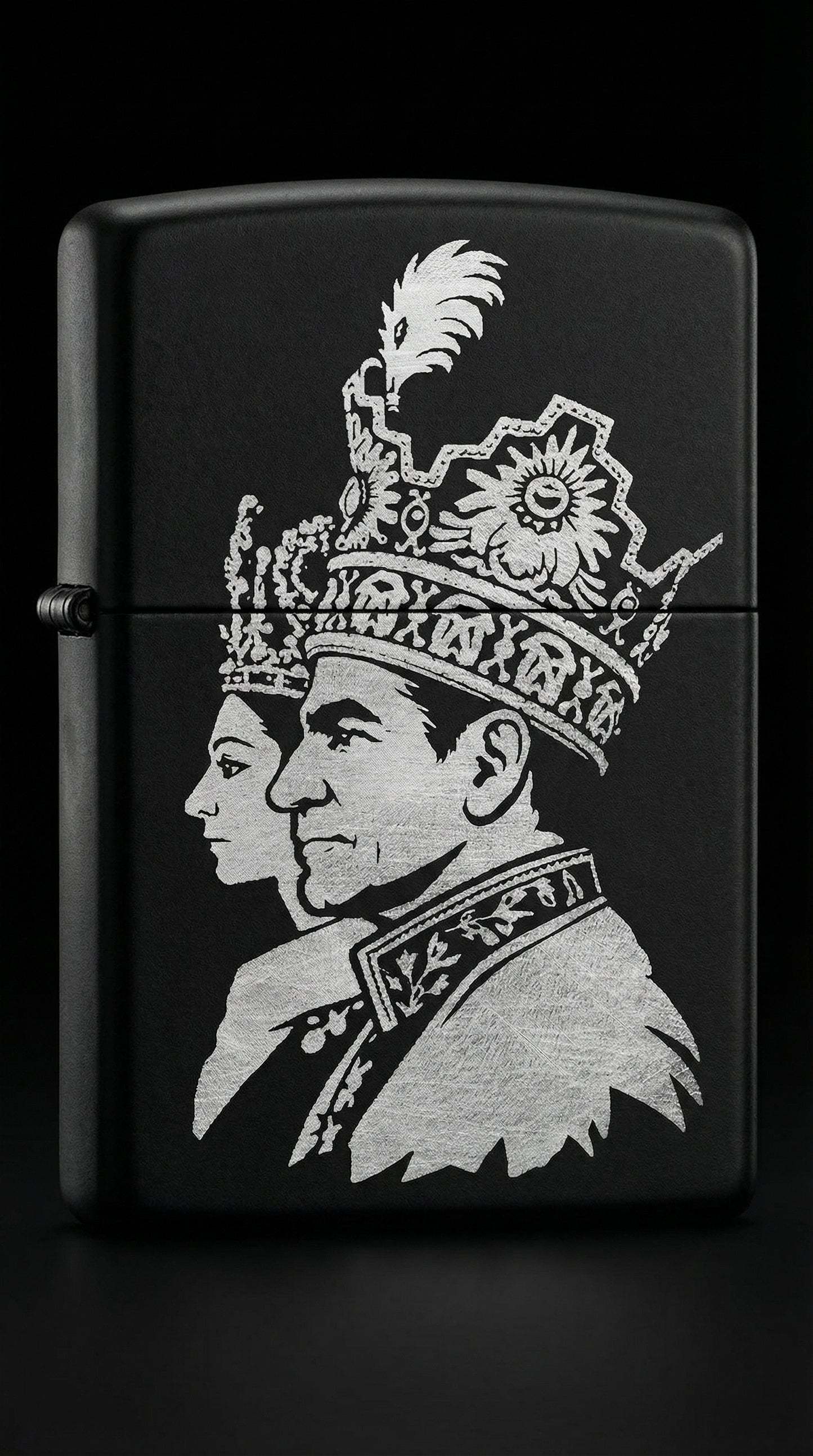 Shah Crown Engraved Zippo Black