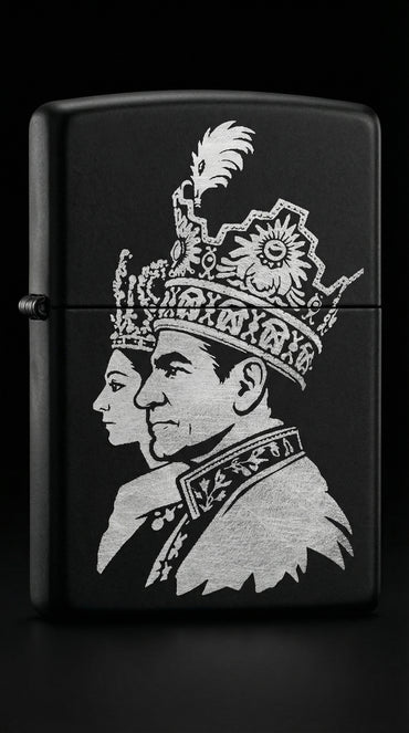 Shah Crown Engraved Zippo Black