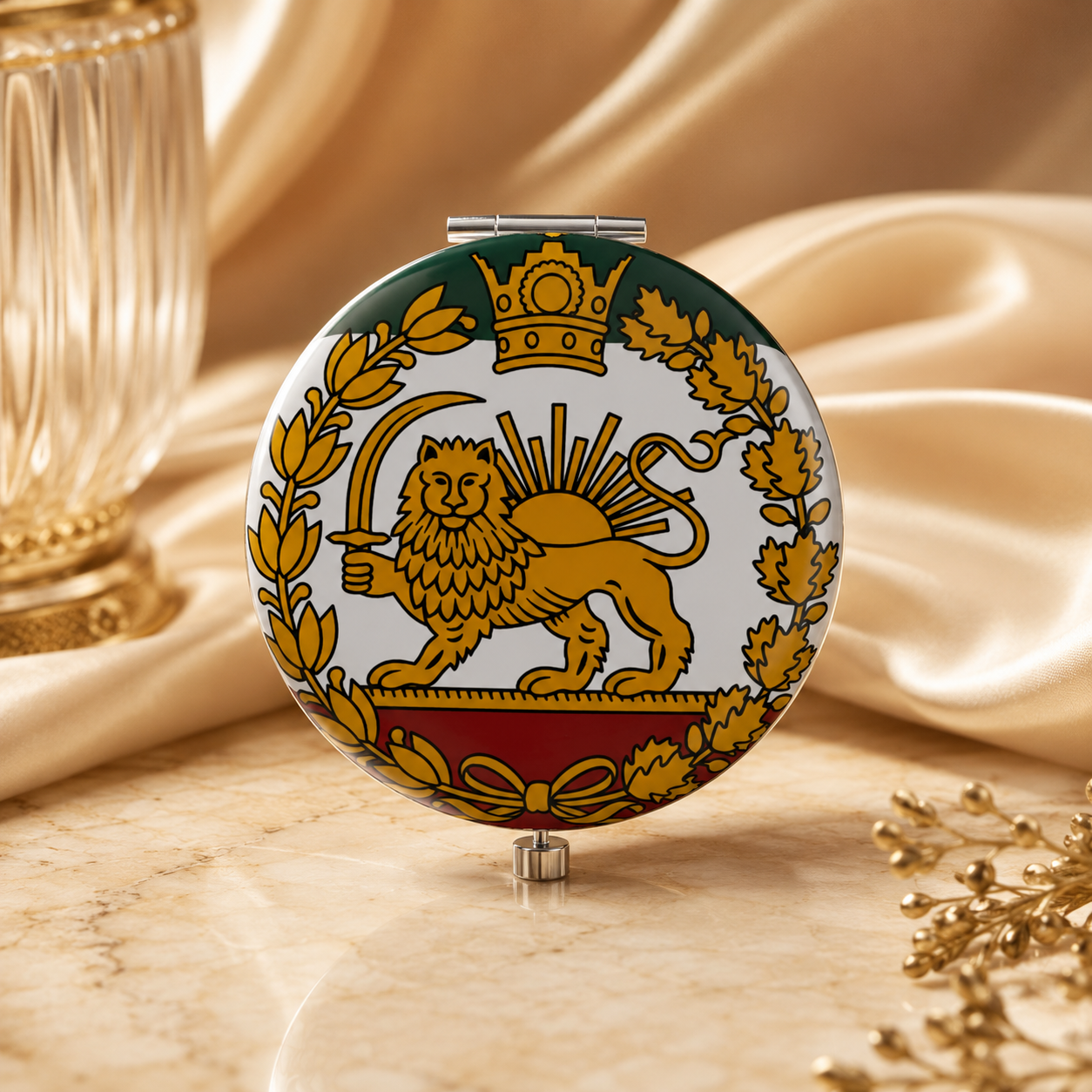 Double-Sided Lion & Sun Pocket Mirror | آینه جیبی دوطرفه شیر و خورشید