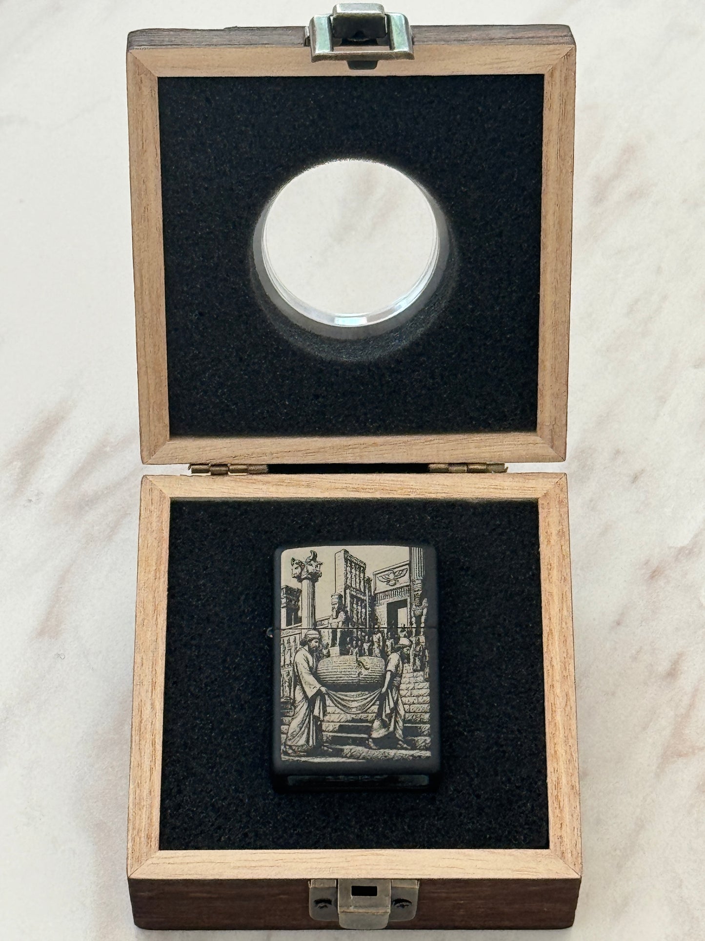 Persepolis Cyrus Cylinder Silver Zippo | فندک زیپو نقره‌ای منشور کوروش و تخت جمشید