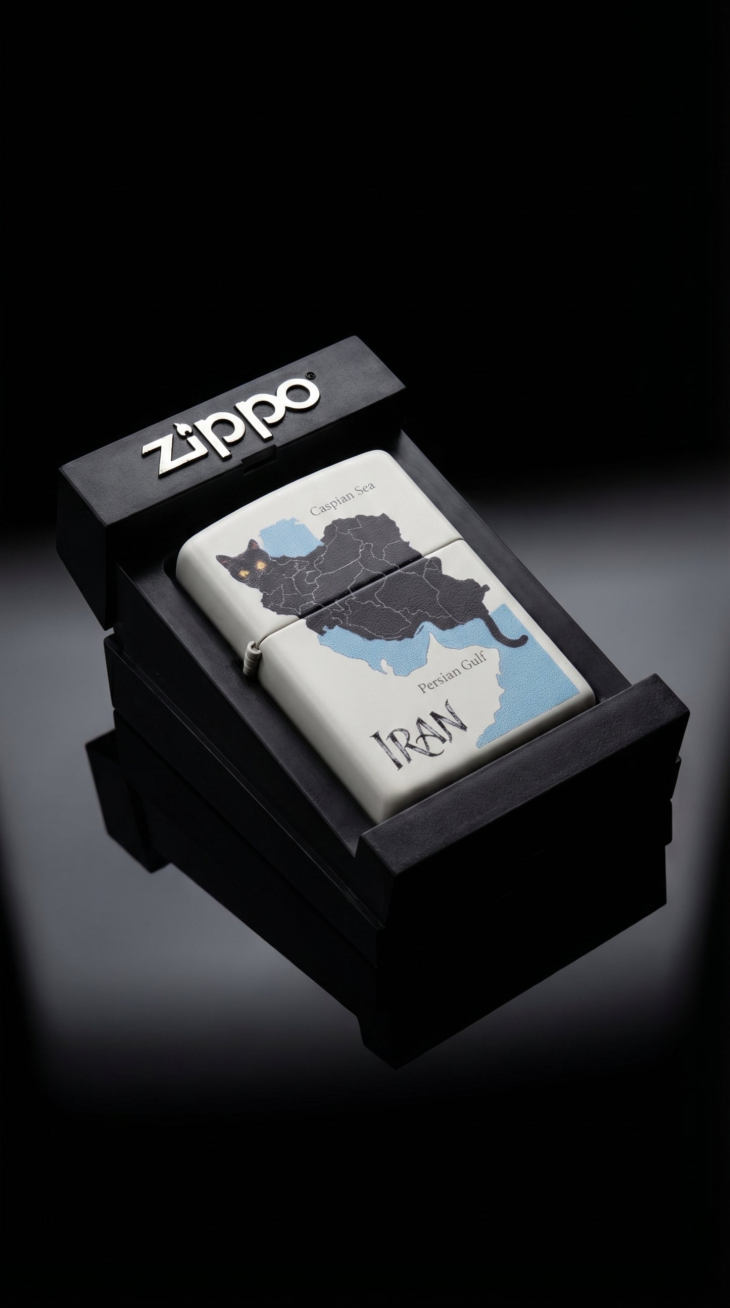 Iran Khanoom – Cat & Map of Iran Zippo