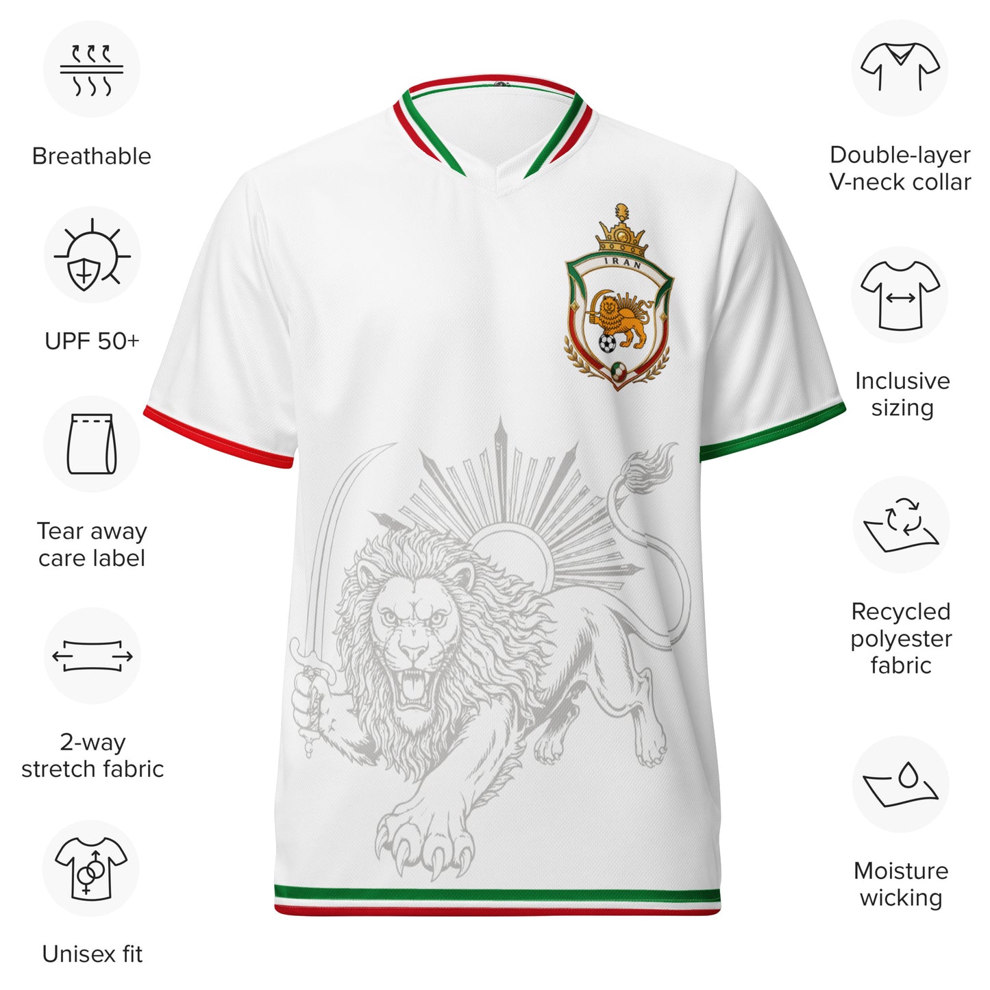 Iran Team Melli Jersey | Green White Red Football Shirt Unisex | جرسی تیم ملی ایران