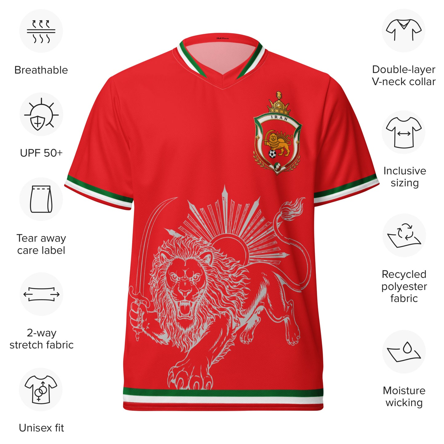 Iran Team Melli Jersey | Green White Red Football Shirt Unisex | جرسی تیم ملی ایران