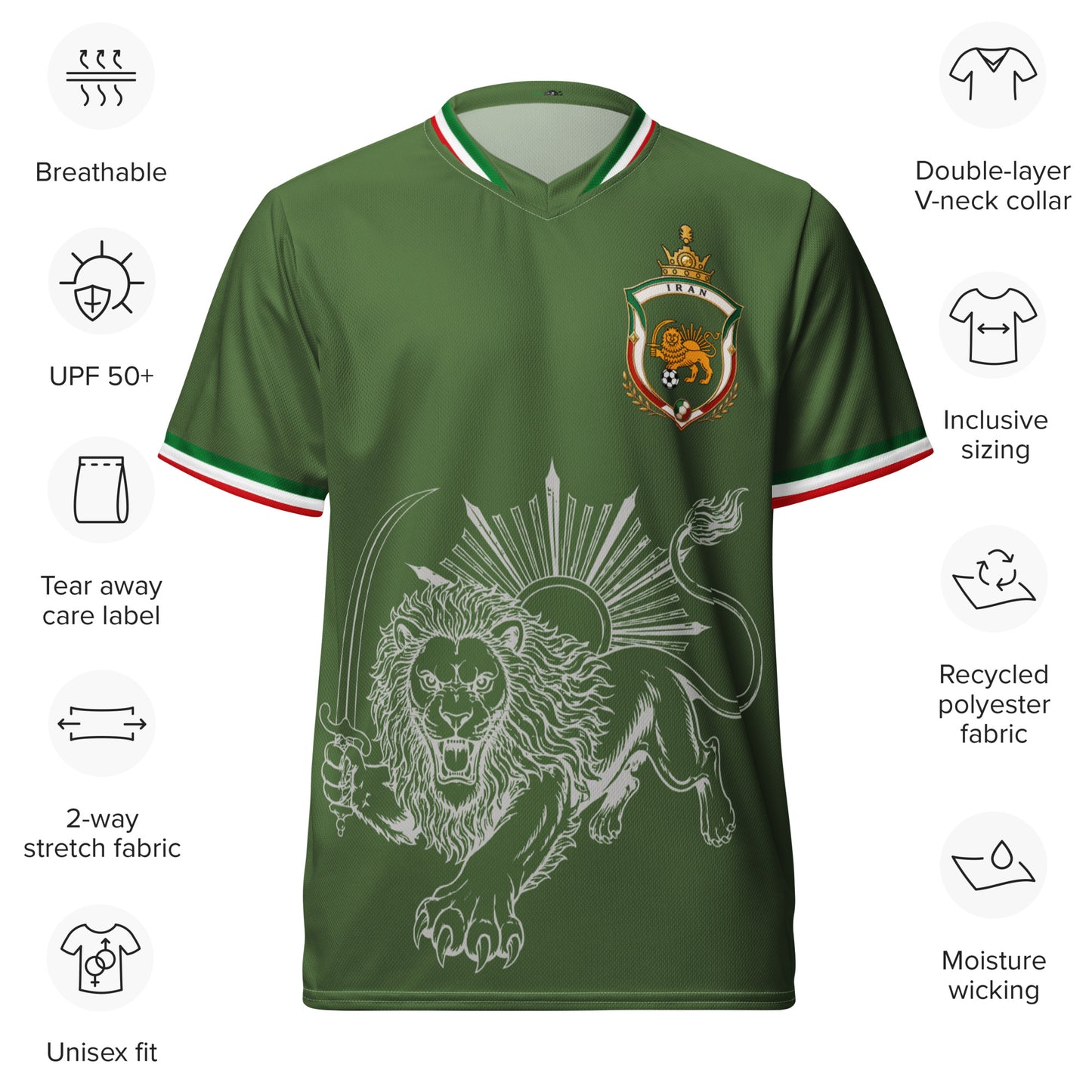 Iran Team Melli Jersey | Green Football Shirt Unisex | جرسی تیم ملی ایران