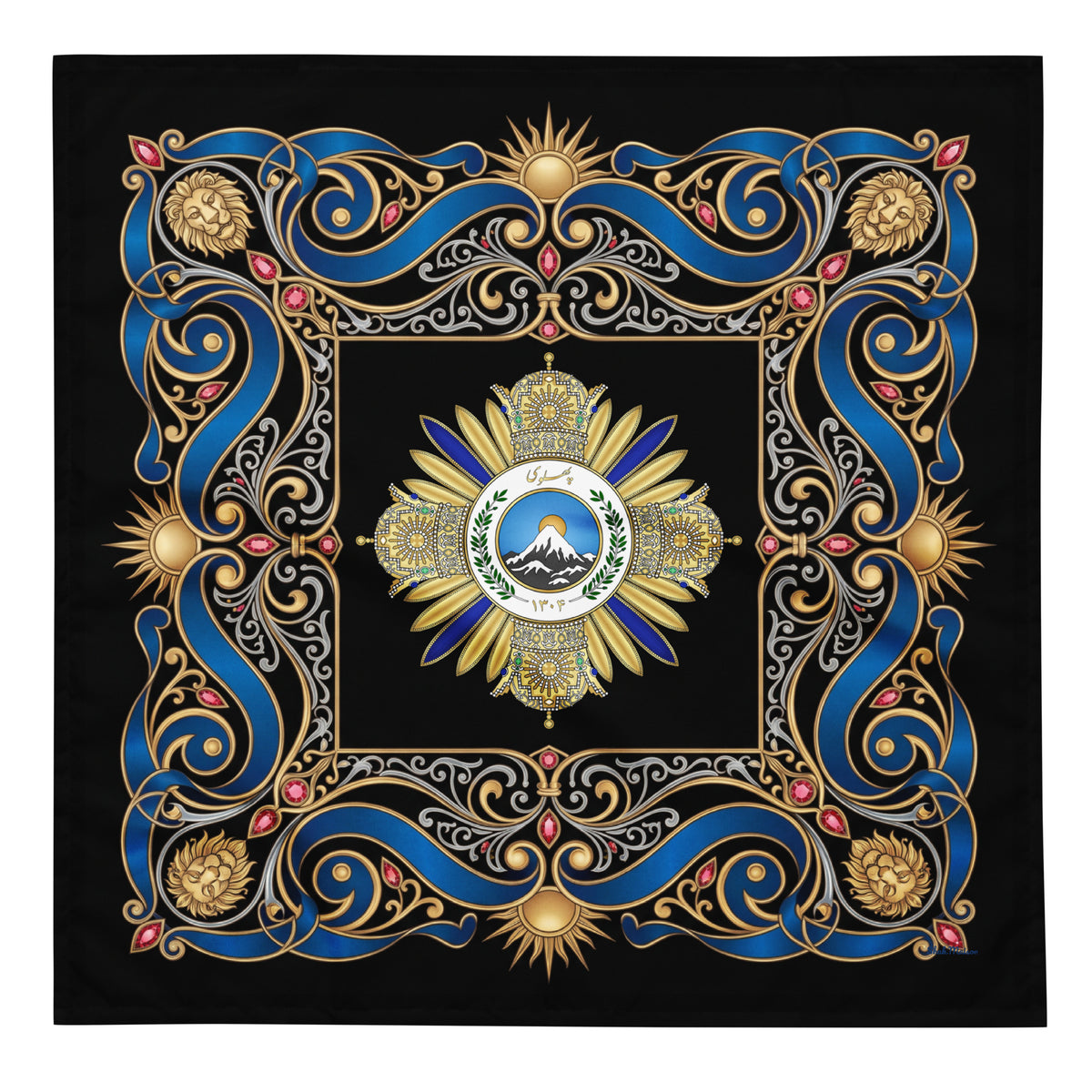 Pahlavi all-over print bandana, imperial Persian heritage accessory