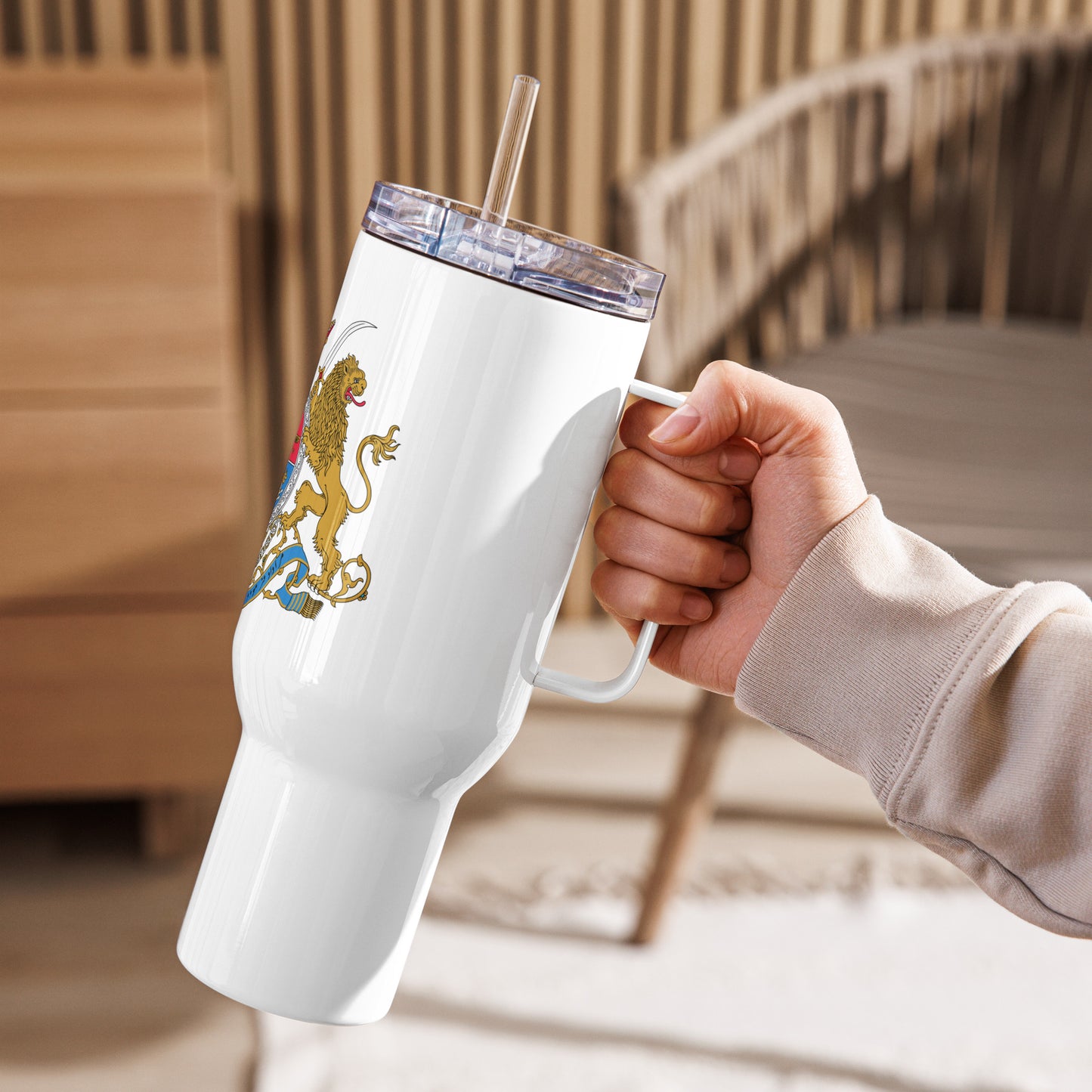 Shahanshahi Travel Mug with Handle ماگ مسافرتی شاهنشاهی | SHAH Maison