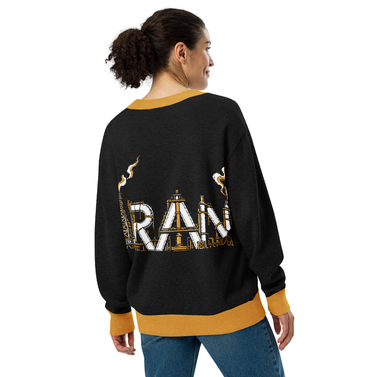 Iran Oil yellow-Knitted cardigan
