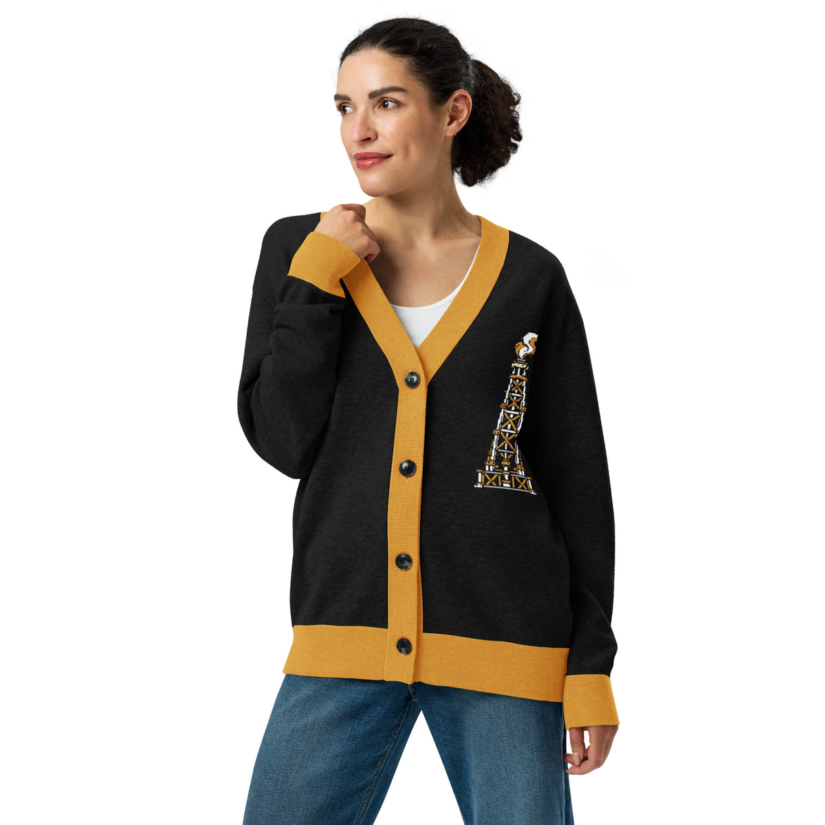 Iran Oil yellow-Knitted cardigan