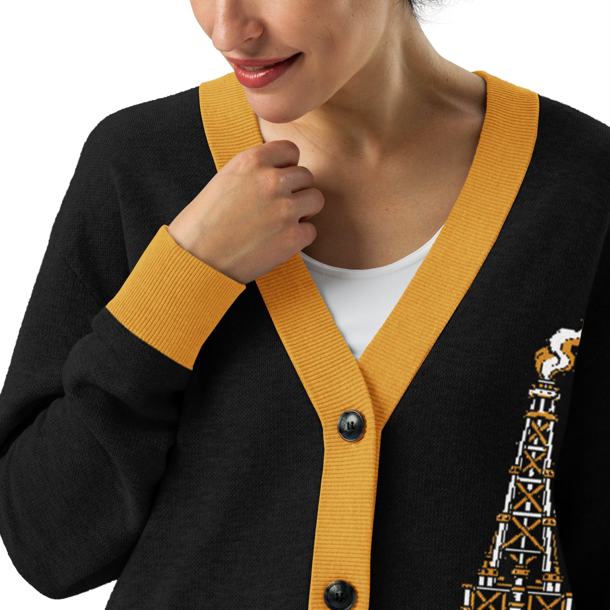 Iran Oil yellow-Knitted cardigan