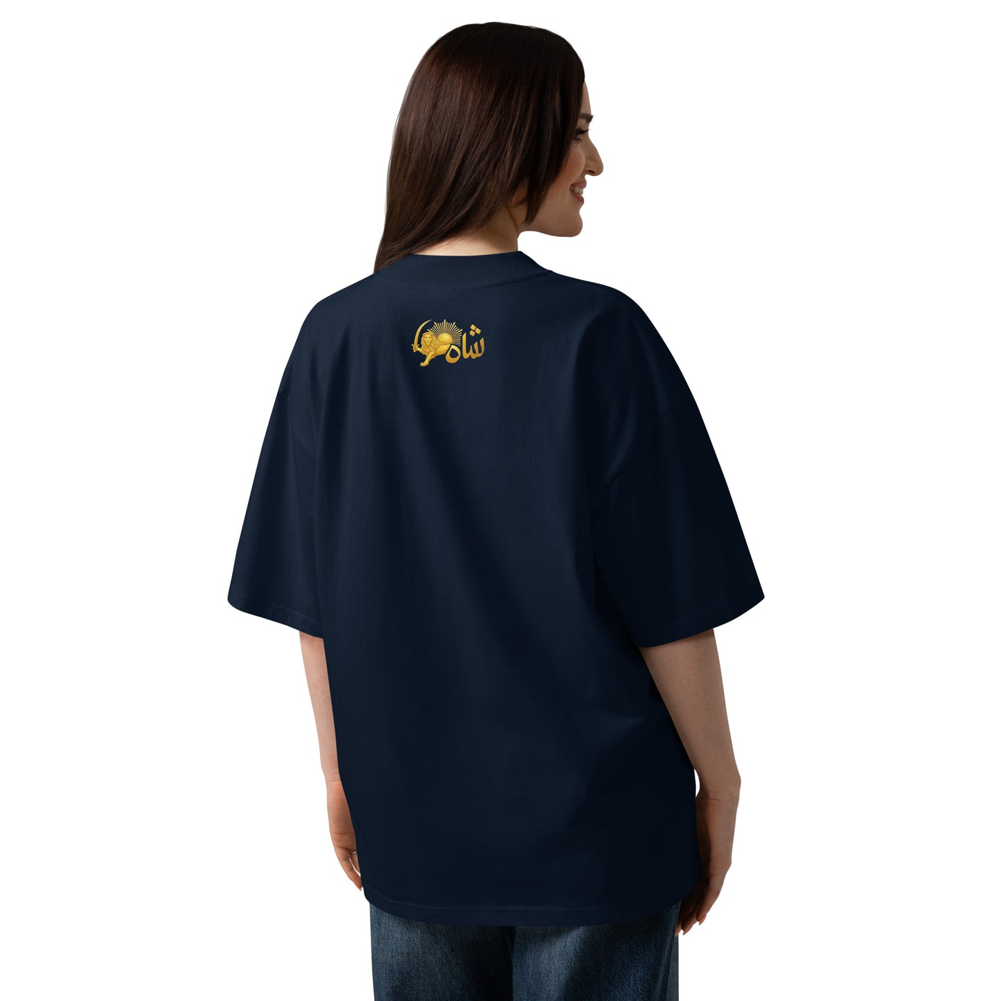 Lion-SMALLhead-GOLDOOZI-Unisex organic oversized high neck t-shirt