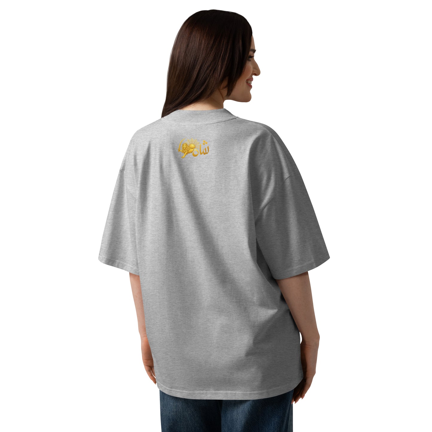 Lion-SMALLhead-GOLDOOZI-Unisex organic oversized high neck t-shirt